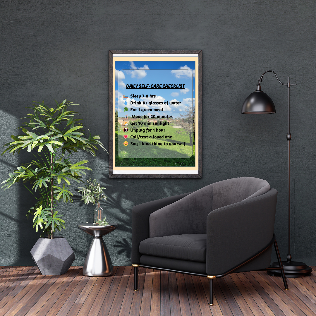 Daily Self-Care Checklist Wall Art – Glossy Wall Poster