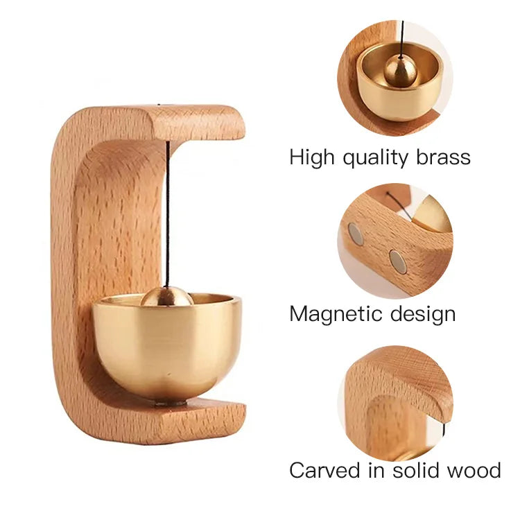 Dopamine Magnetic Wind Bell – Copper & Wood Inhalation Chime, Beech or Walnut, for Home, Car & Door Decoration