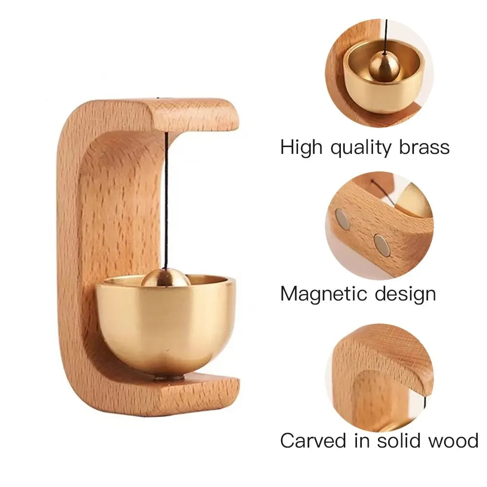 Dopamine Magnetic Wind Bell – Copper & Wood Inhalation Chime, Beech or Walnut, for Home, Car & Door Decoration
