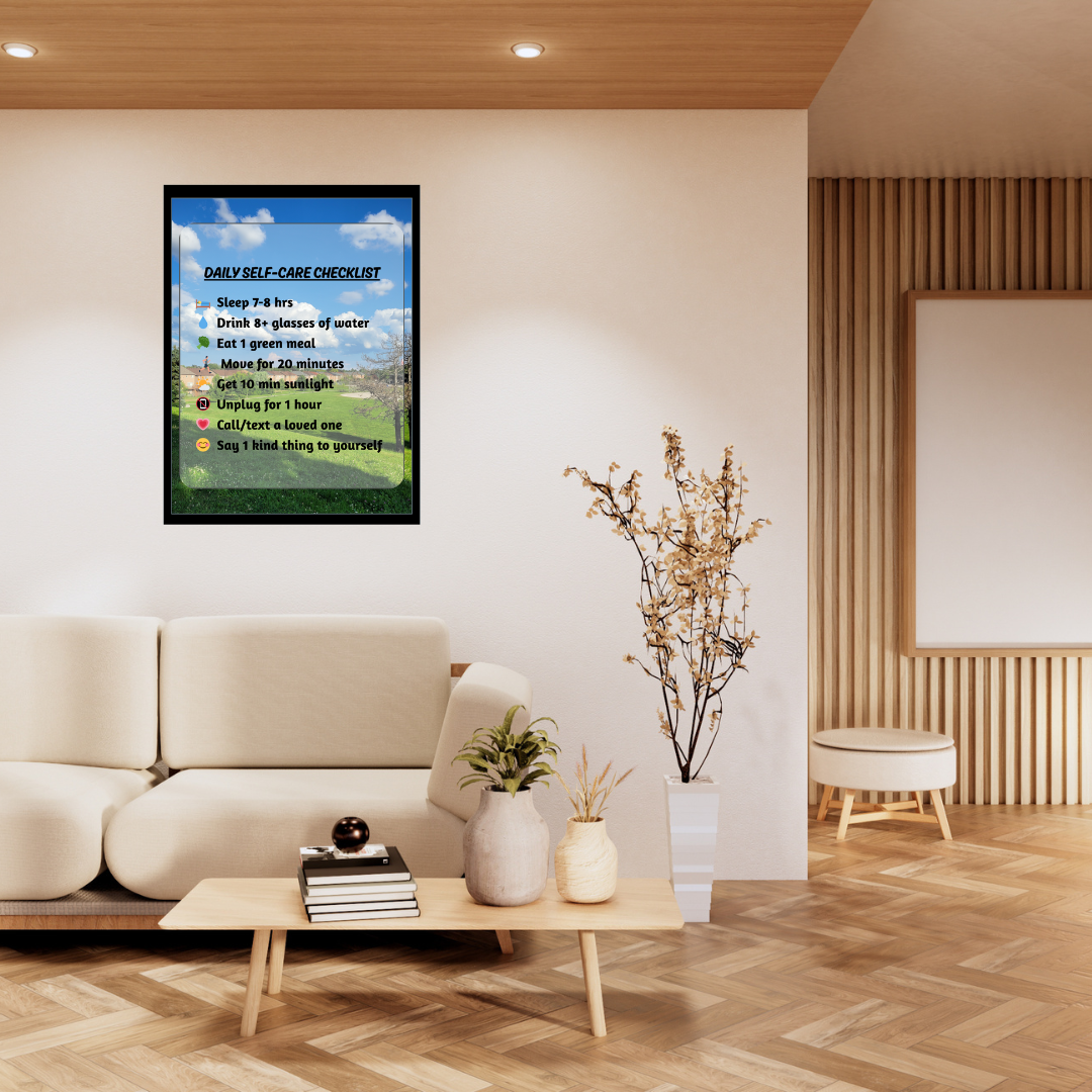 Daily Self-Care Checklist Wall Art – Glossy Wall Poster