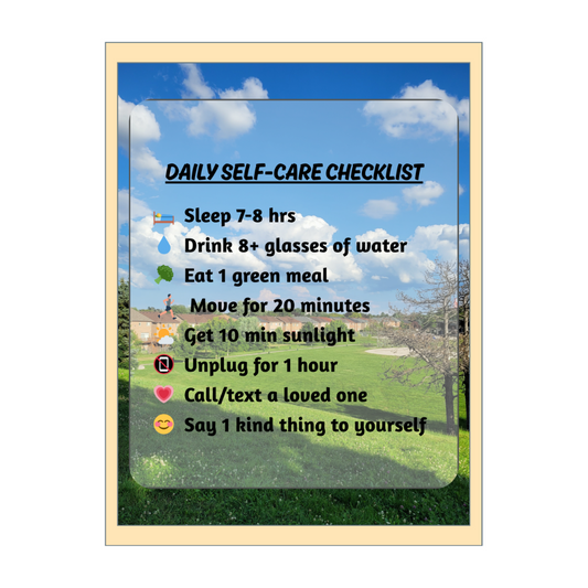 Daily Self-Care Checklist Wall Art – Glossy Wall Poster
